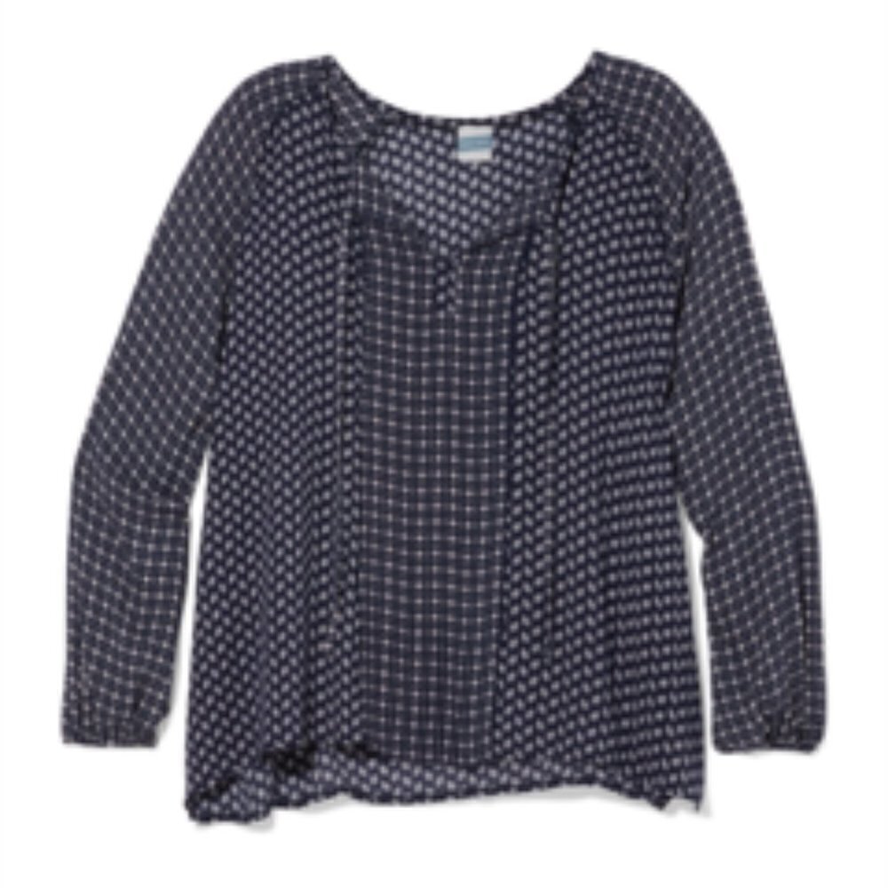 Meri Skye Women's Plus Size Bea Peasant Long Sleeve Top